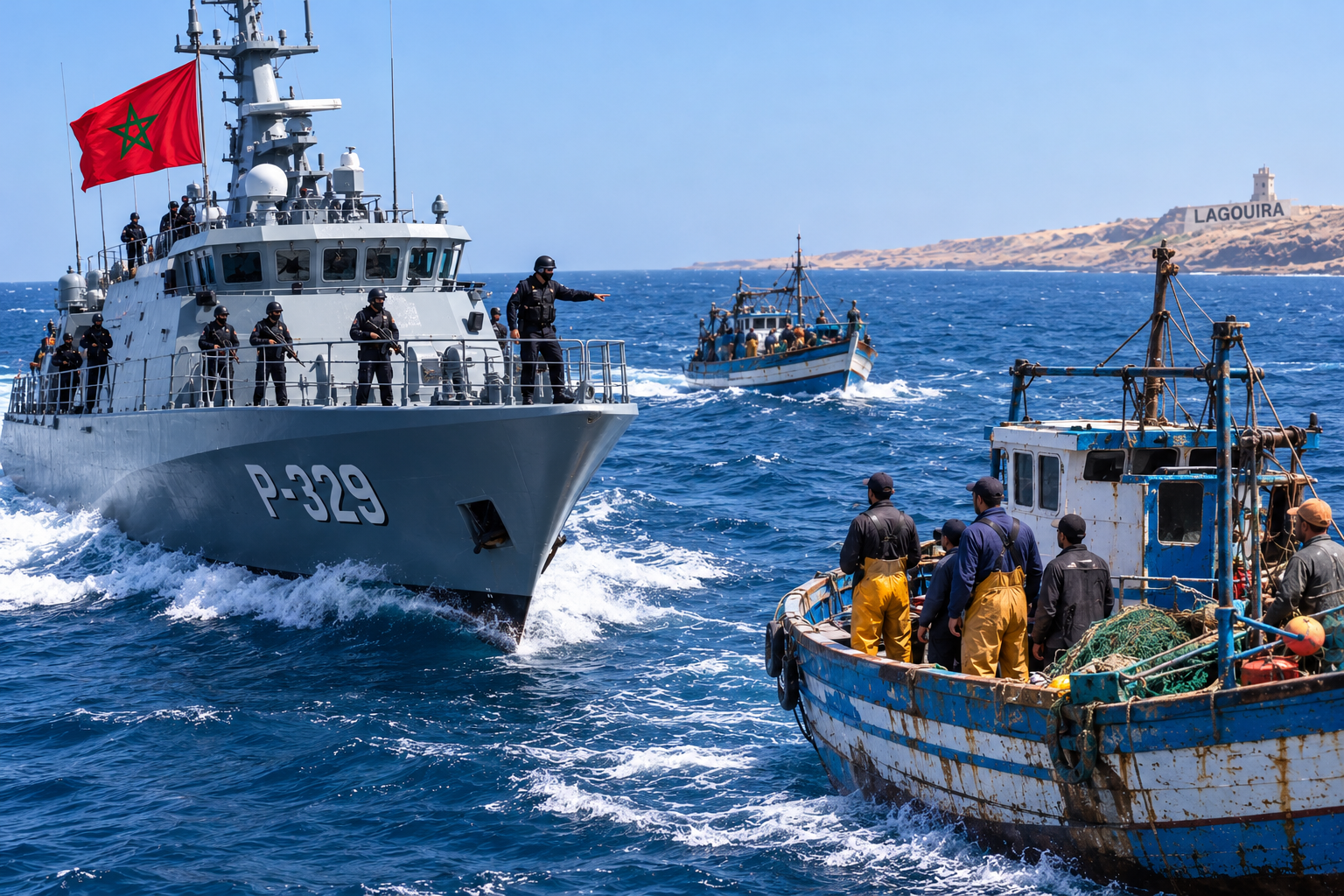 Tensions maritimes à Lagouira : La Marine royale marocaine expulse des bateaux de pêche mauritaniens et sénégalais