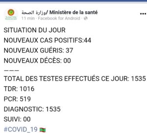 Situation du Covid19 ces dernières 24h en Mauritanie