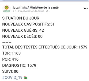 Situation du Covid19 ces dernières 24h en Mauritanie,