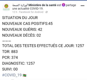 Situation du Covid19 ces dernières 24h en Mauritanie