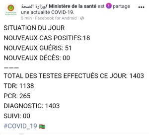 Situation du Covid19 ces dernières 24h en Mauritanie.