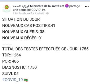 Situation du Covid19 ces dernières 24h en Mauritanie