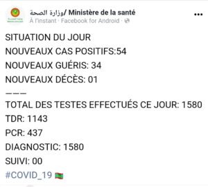 Situation du Covid19 ces dernières 24h en Mauritanie