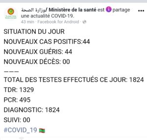 Situation du Covid19 ces dernières 24h en Mauritanie