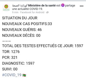 Situation du Covid19 ces dernières 24h en Mauritanie