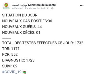 Covid19 ces dernières 24h en Mauritanie.