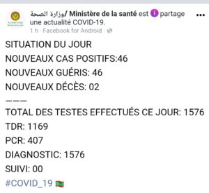 Situation du Covid19 ces dernières 24h en Mauritanie