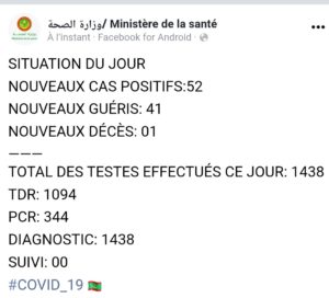Situation du Covid19 ces dernières 24h en Mauritanie