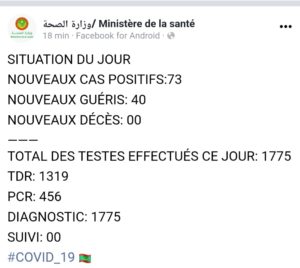 Situation du Covid19 ces dernières 24h en Mauritanie