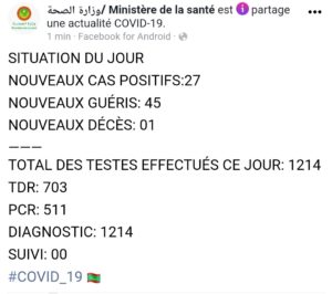 Situation du Covid19 ces dernières 24h en Mauritanie.