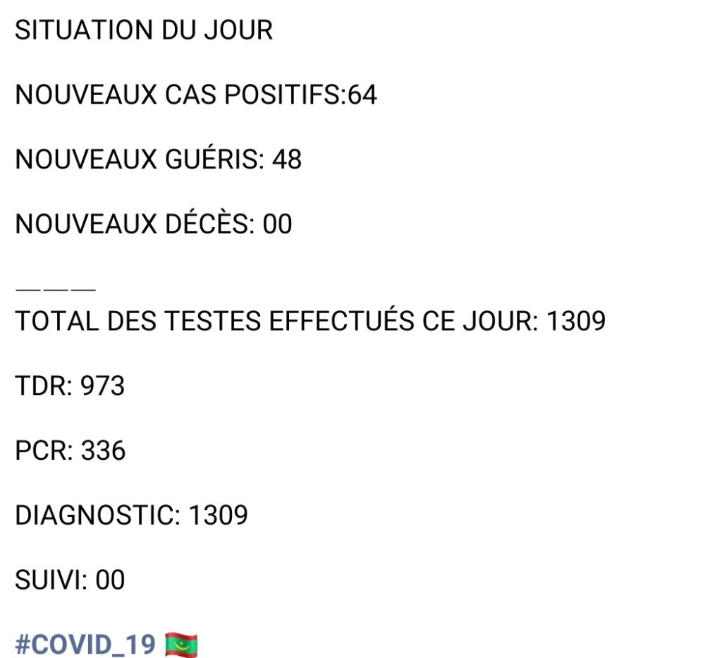 Situation du Covid19 ces dernières 24h en Mauritanie